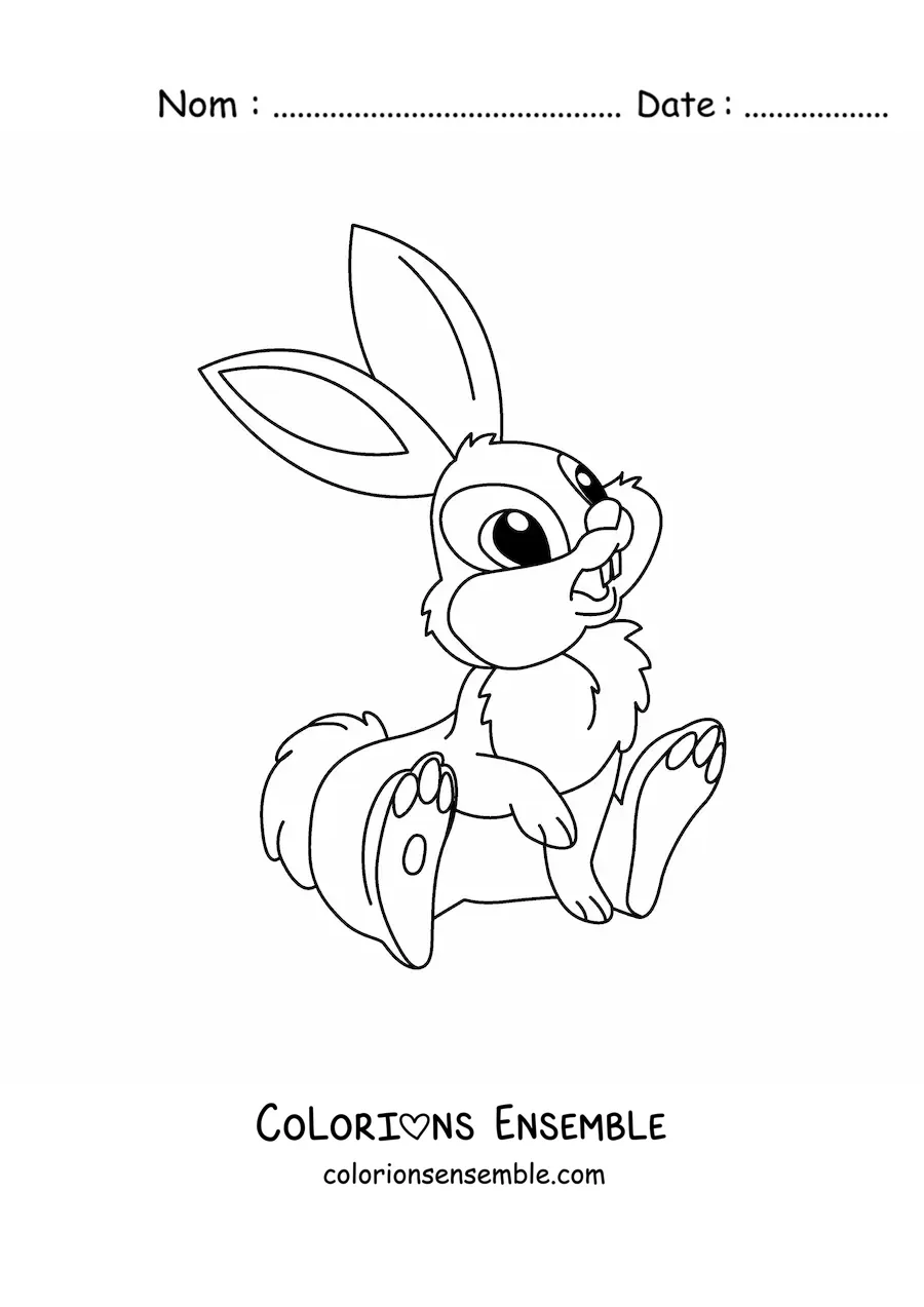 Image à colorier d'un lapin kawaii façon dessin animé