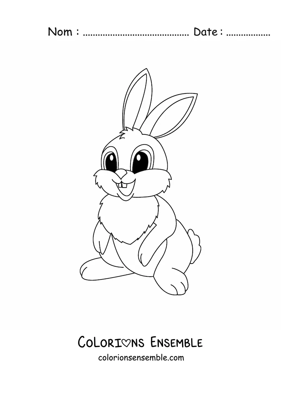 Image à colorier d'un tendre lapin façon dessin animé