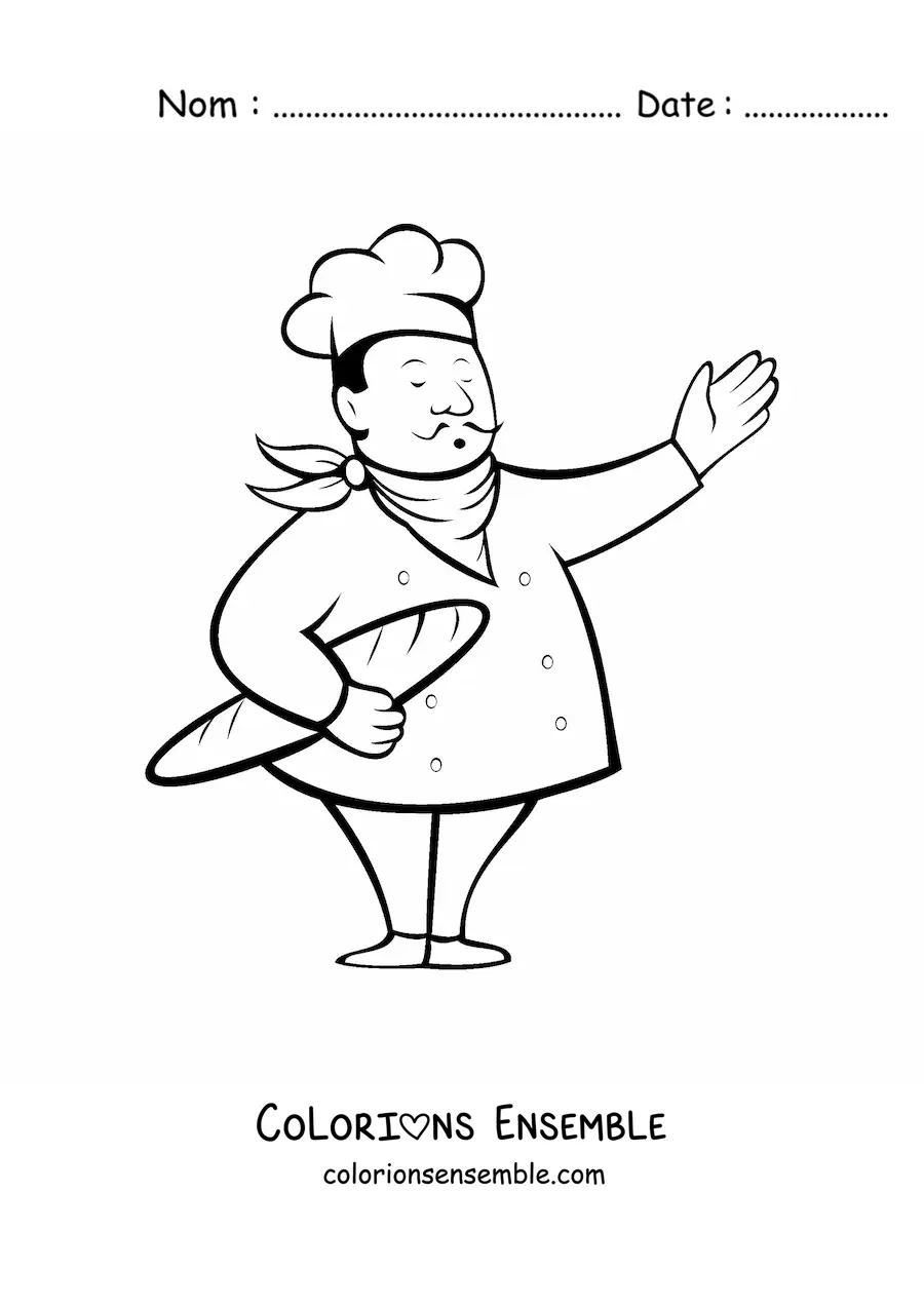 Image à colorier d’un chef boulanger toute simple