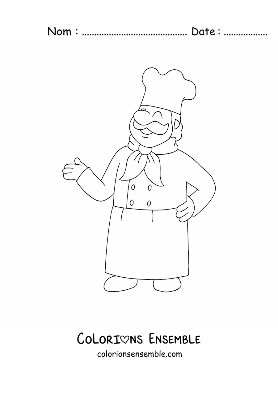 Image à colorier d’un chef italien animé