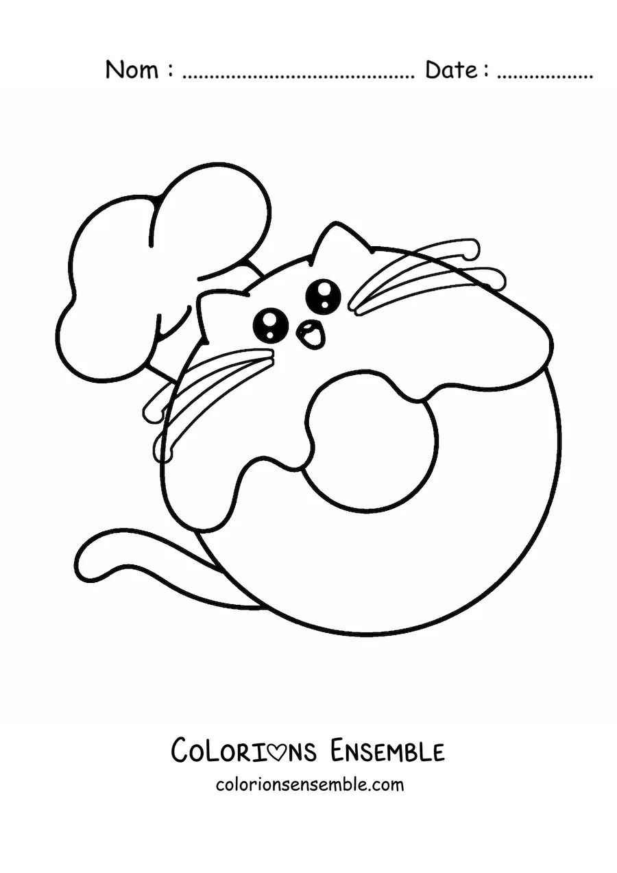 Image à colorier d’une cheffe beignet kawaii animée