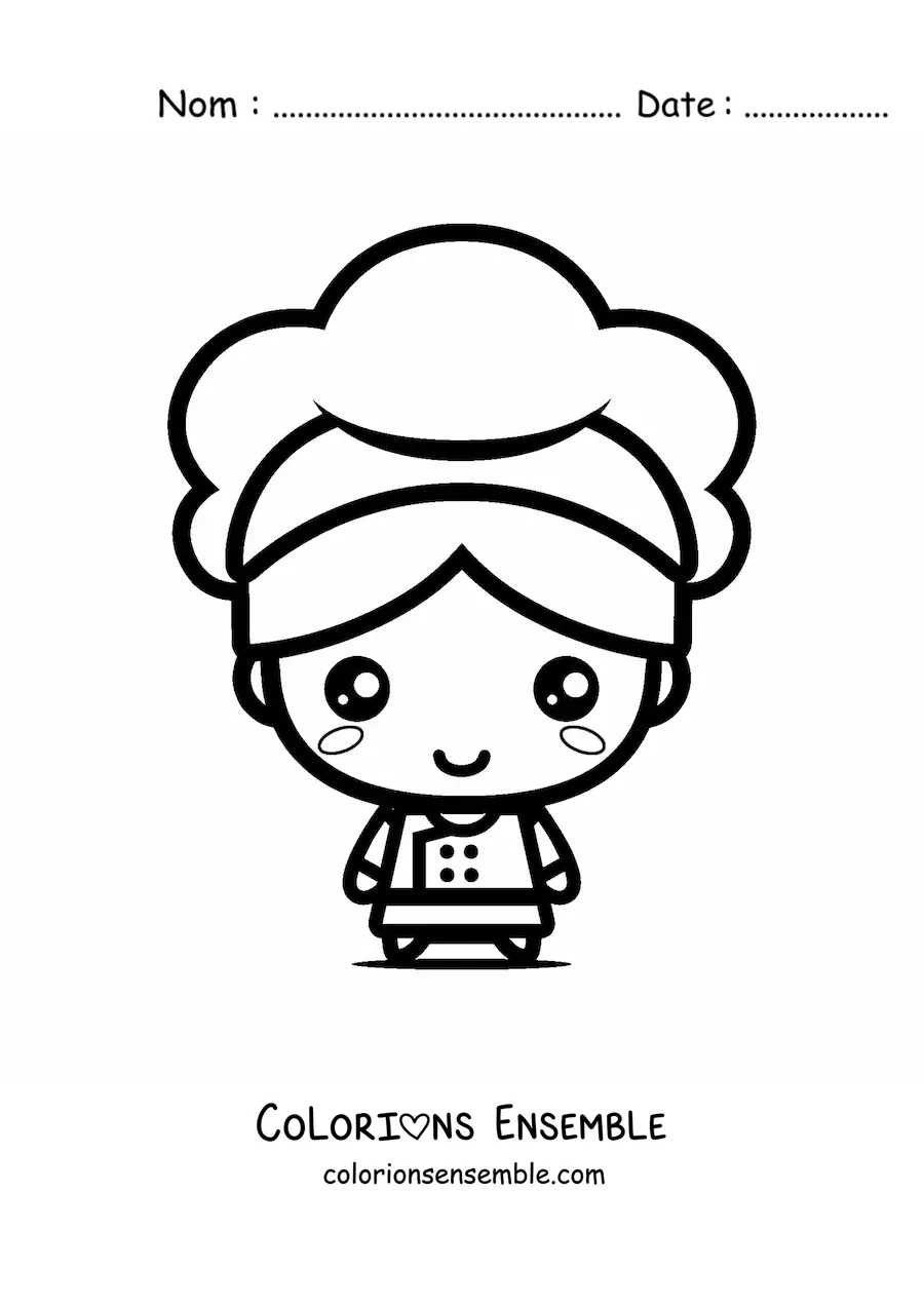 Image à colorier d’un grand chef kawaii