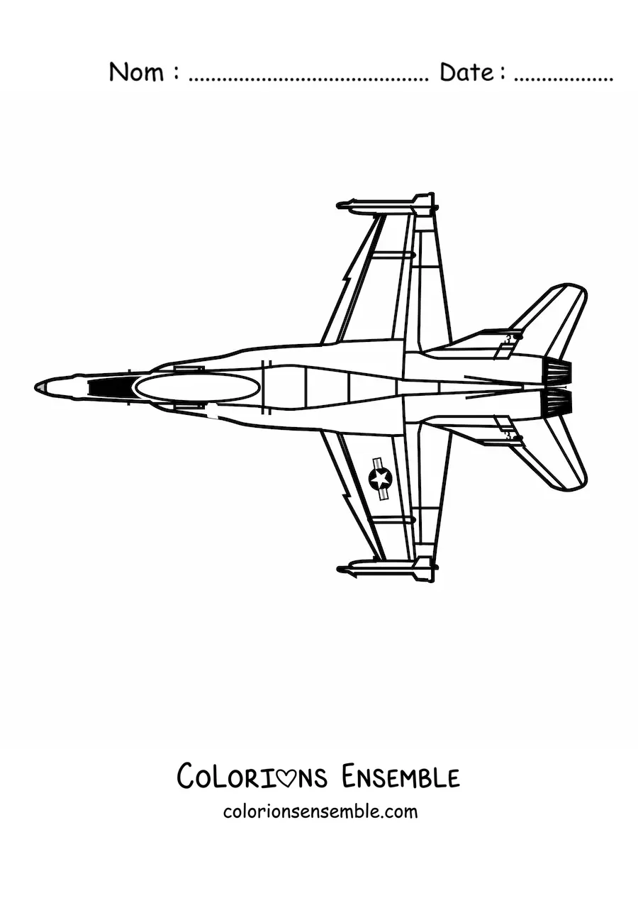 Image à colorier d'un avion de chasse F18