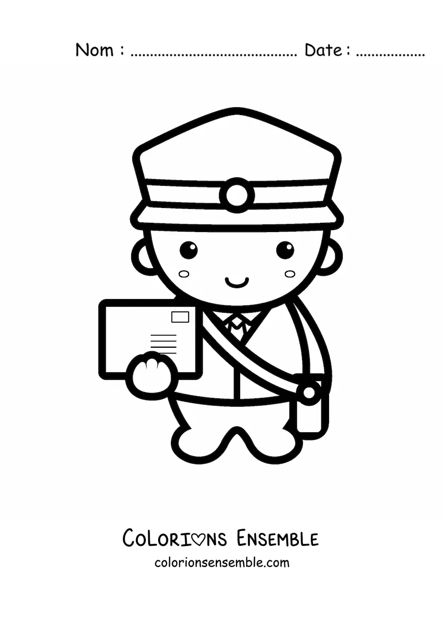 Image à colorier d’un grand facteur kawaii