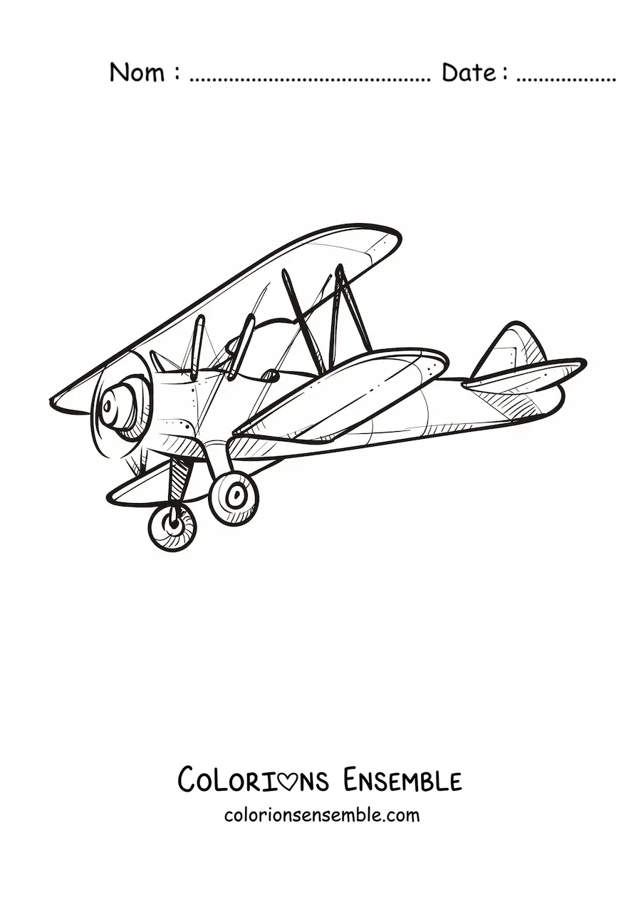 Image à colorier d'un biplan