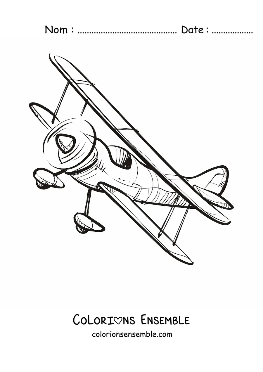 Image à colorier d'un biplan