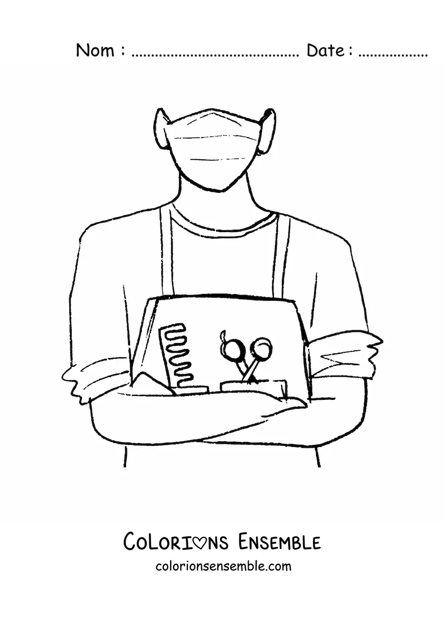 Image à colorier d'un barbier avec un peigne et des ciseaux