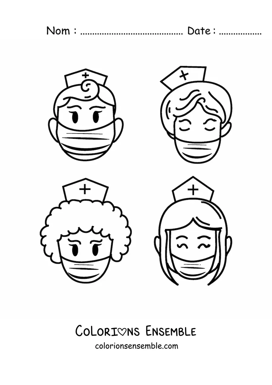 Image à colorier d'infirmiers animés