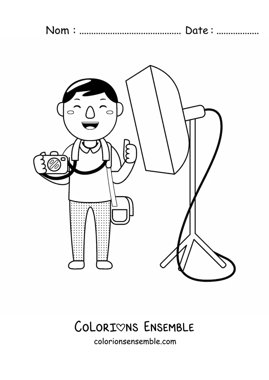 Image à colorier d'un photographe professionnel animé