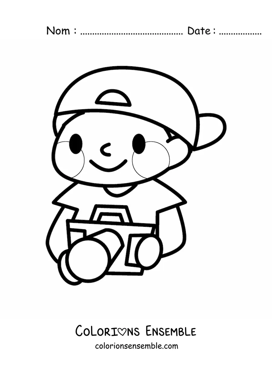 Image à colorier d'un garçon photographe kawaii animé