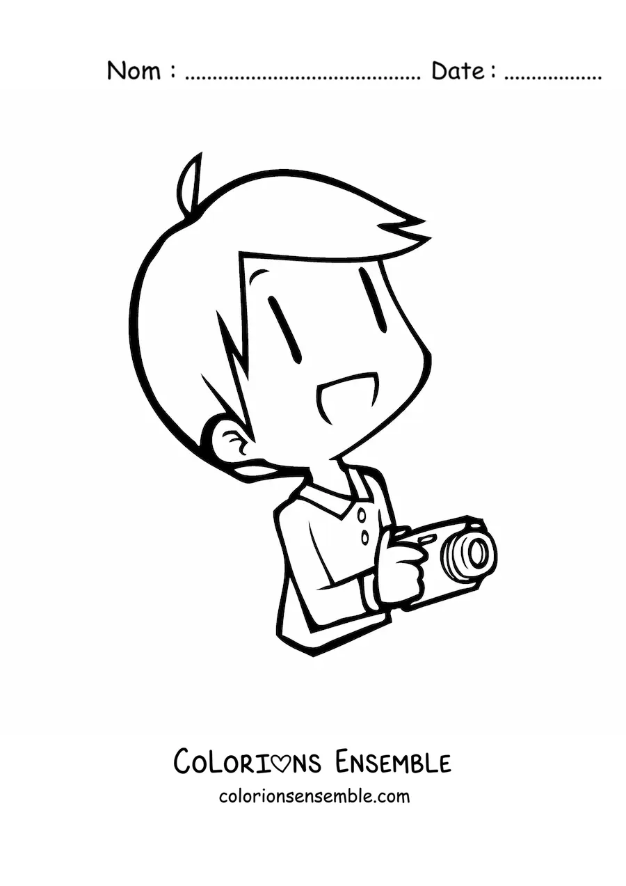 Image à colorier d'un homme photographe kawaii