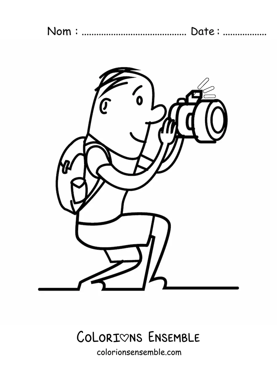 Image à colorier d'une caricature de photographe
