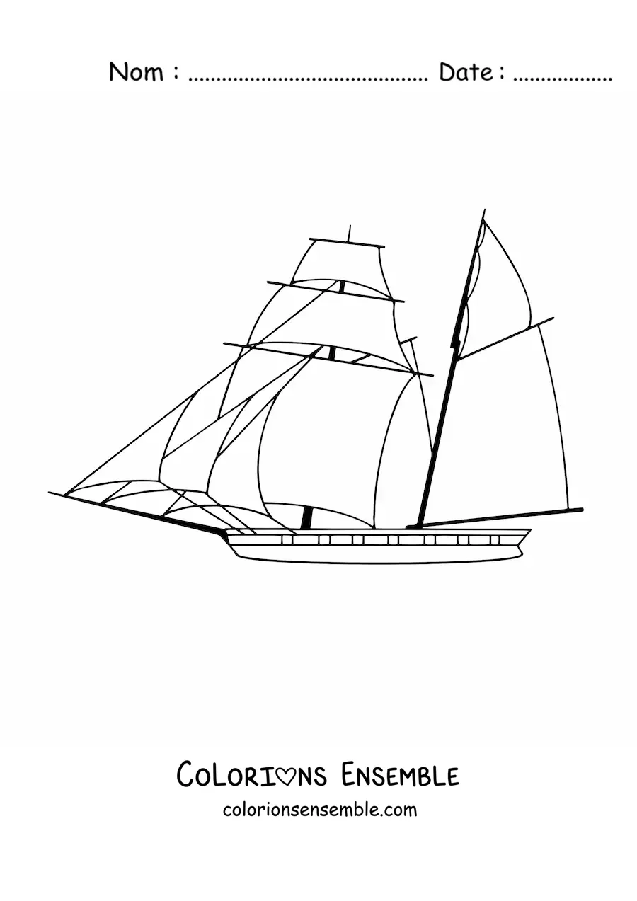 Image à colorier d'un voilier