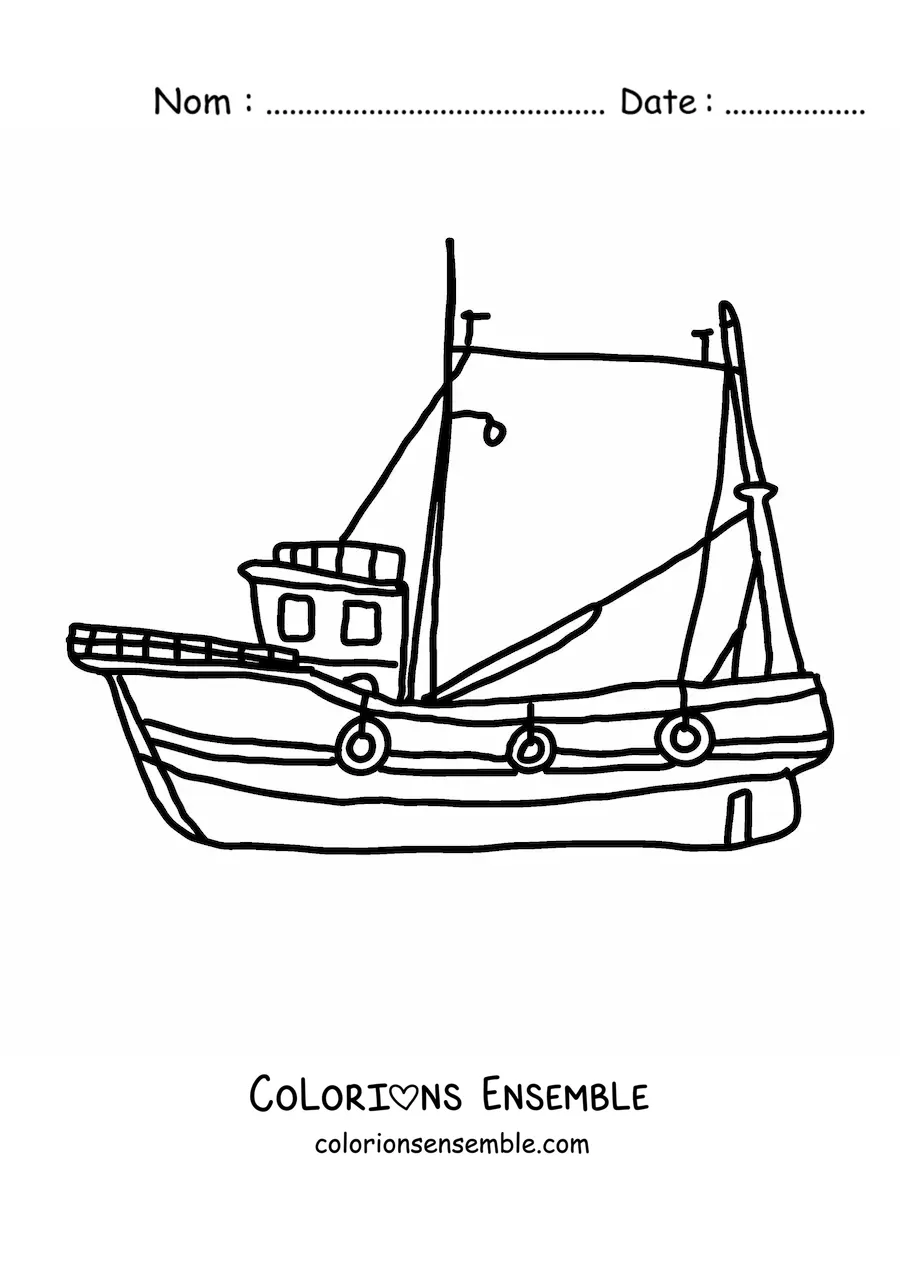 Image à colorier d'un voilier