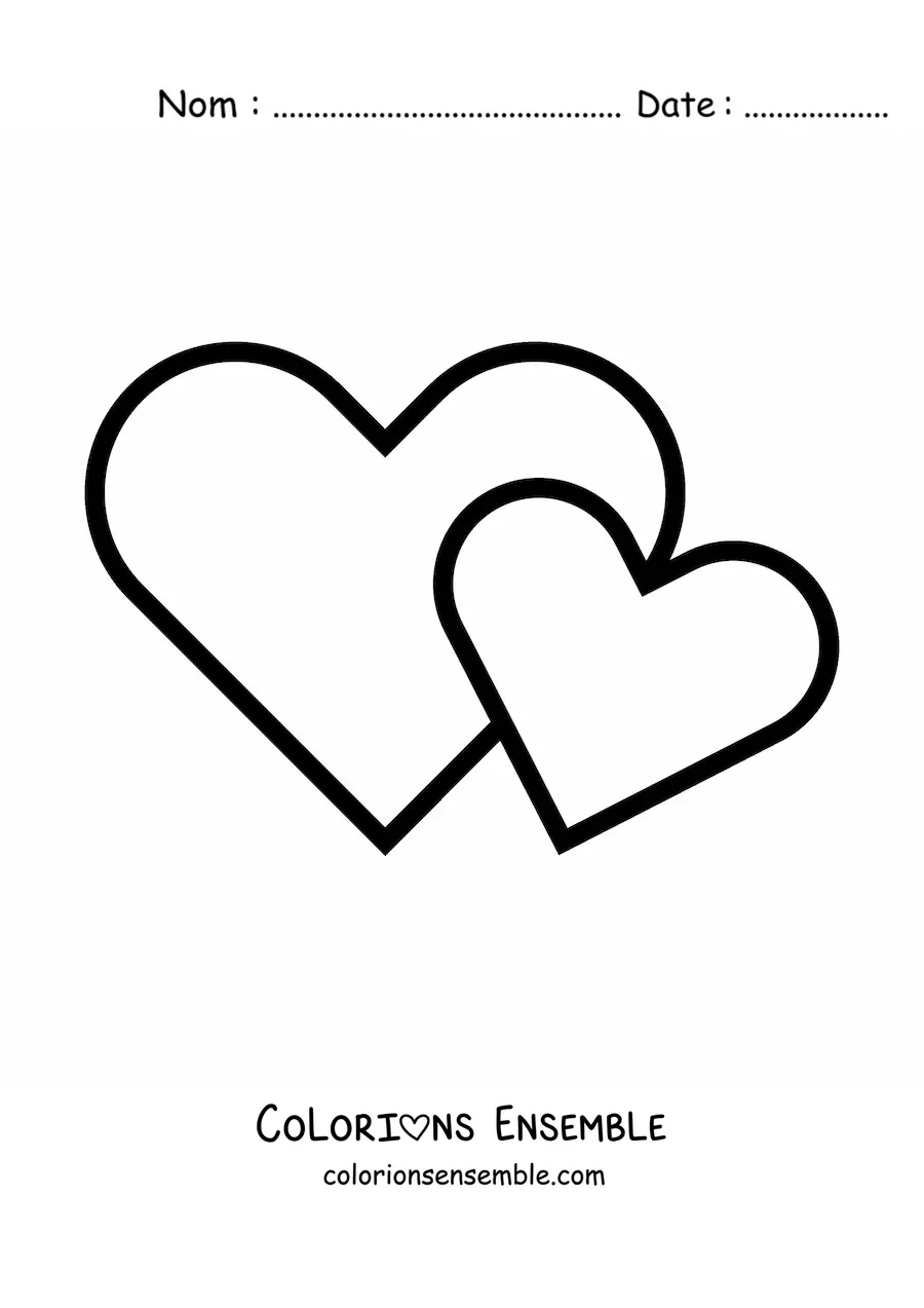 Image à colorier d'un emoji de deux cœurs réunis