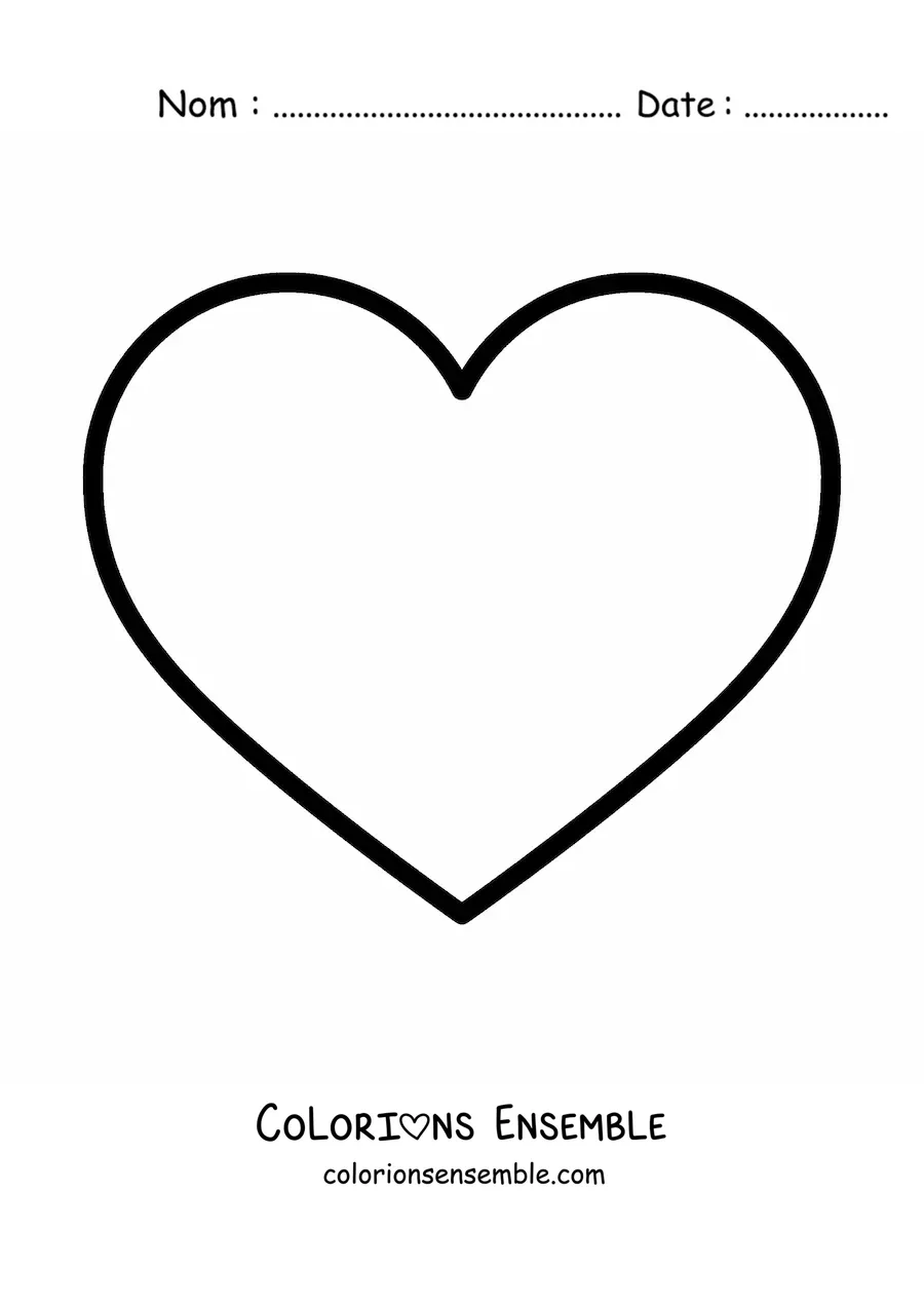 Image à colorier d'un emoji de grand cœur