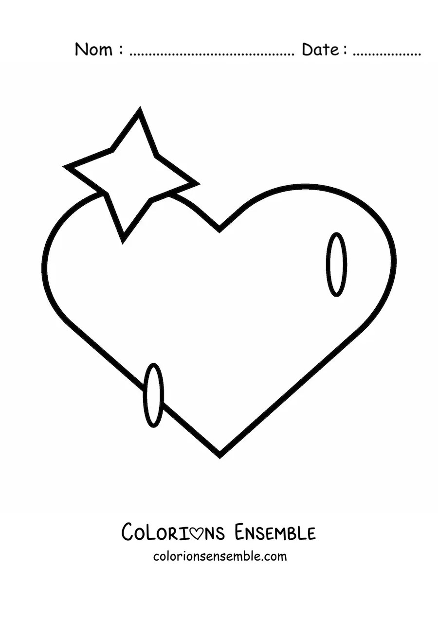Image à colorier d'un emoji de grand cœur avec des étincelles