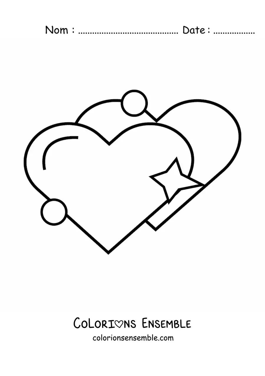 Image à colorier d'un emoji de deux cœurs avec des étincelles