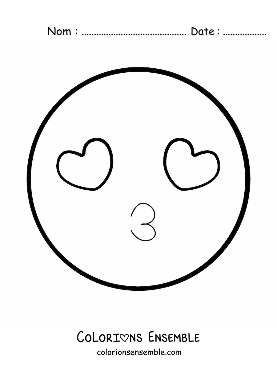 Image à colorier d'un grand visage amoureux