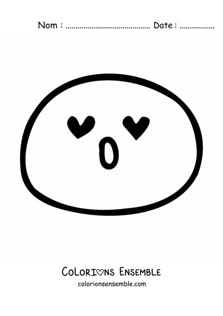 Image à colorier d'un emoji amoureux tout simple