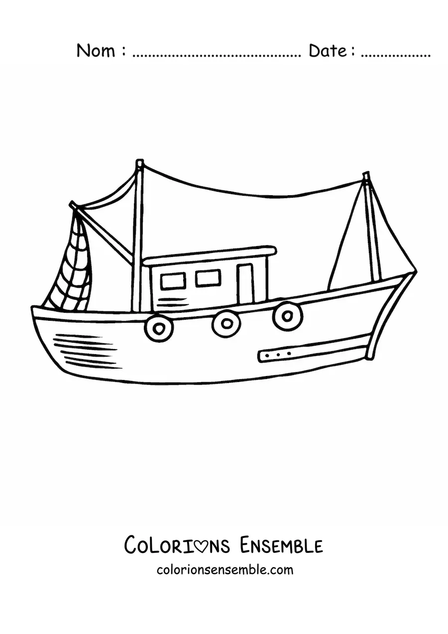 Image à colorier d'un bateau de pêche