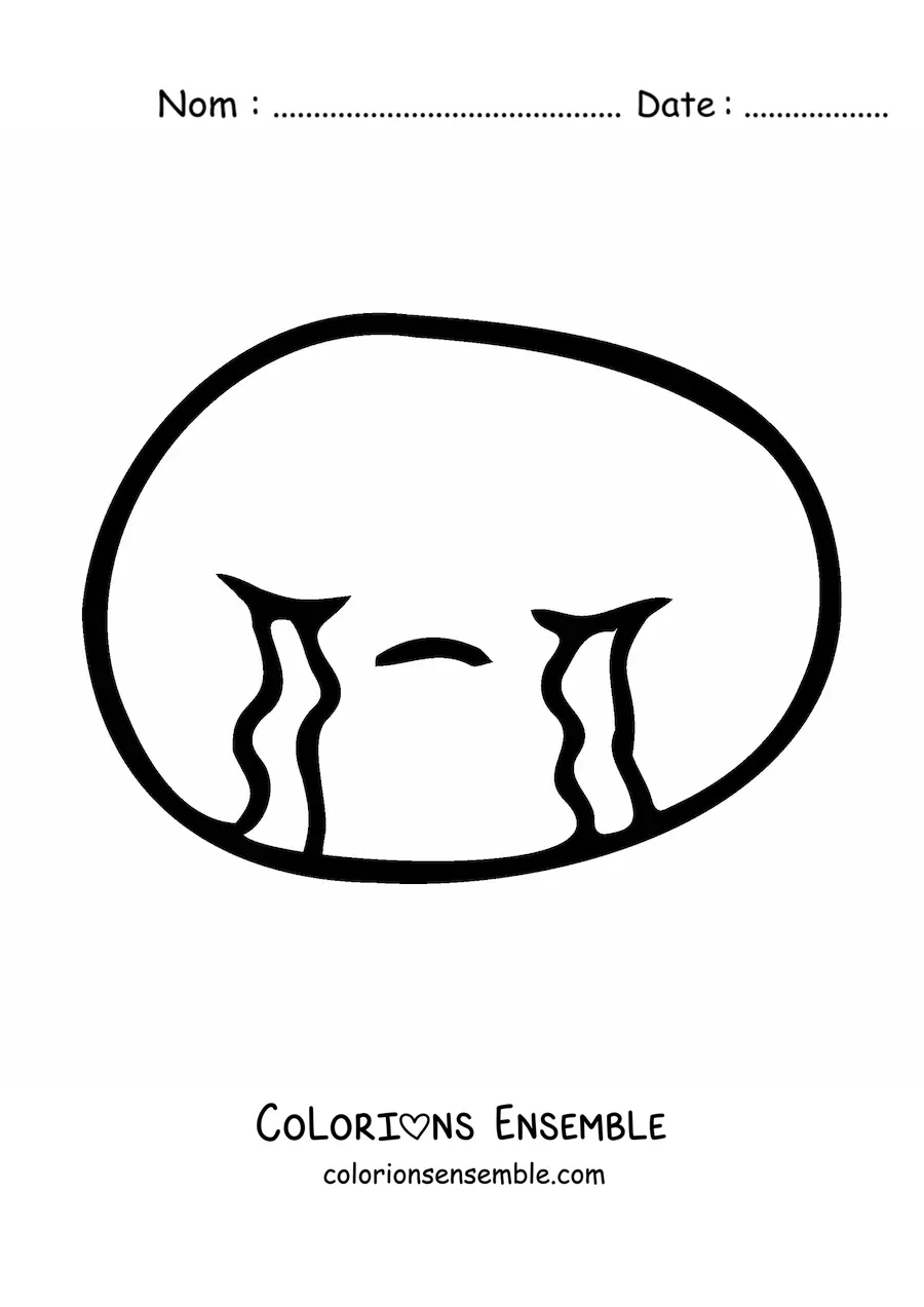 Image à colorier d'un emoji qui pleure