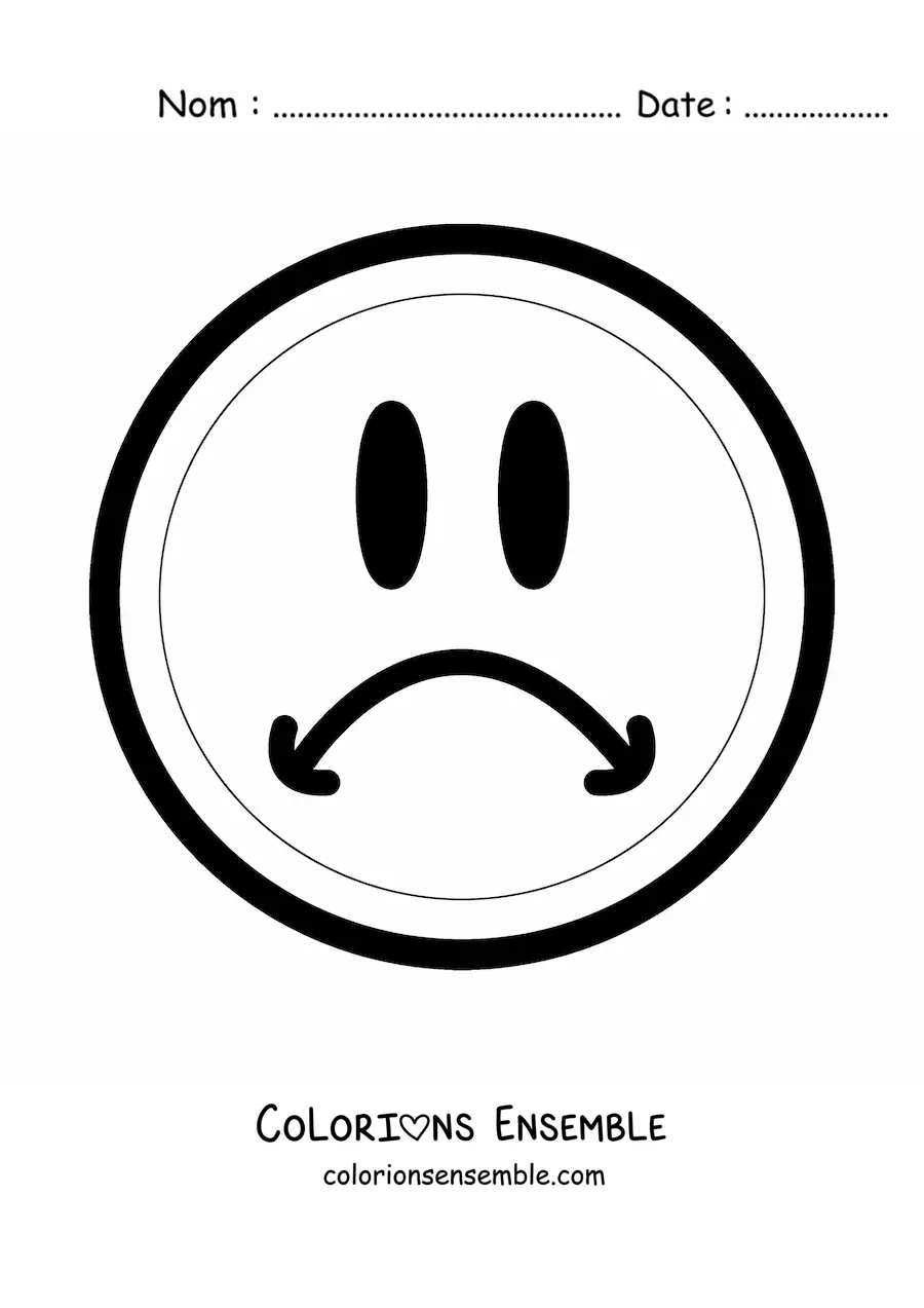 Image à colorier d'un grand visage triste