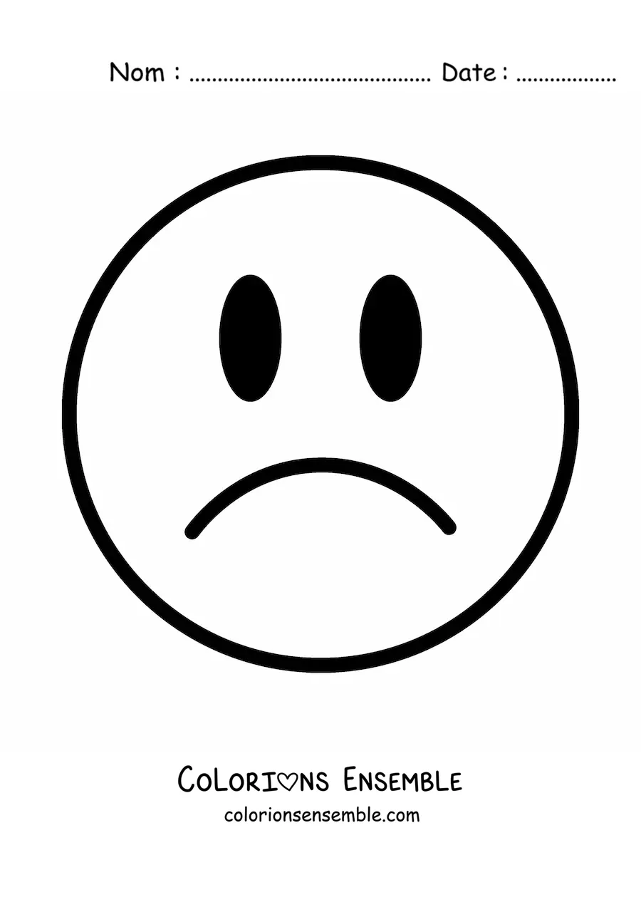 Image à colorier d'un emoji triste, facile