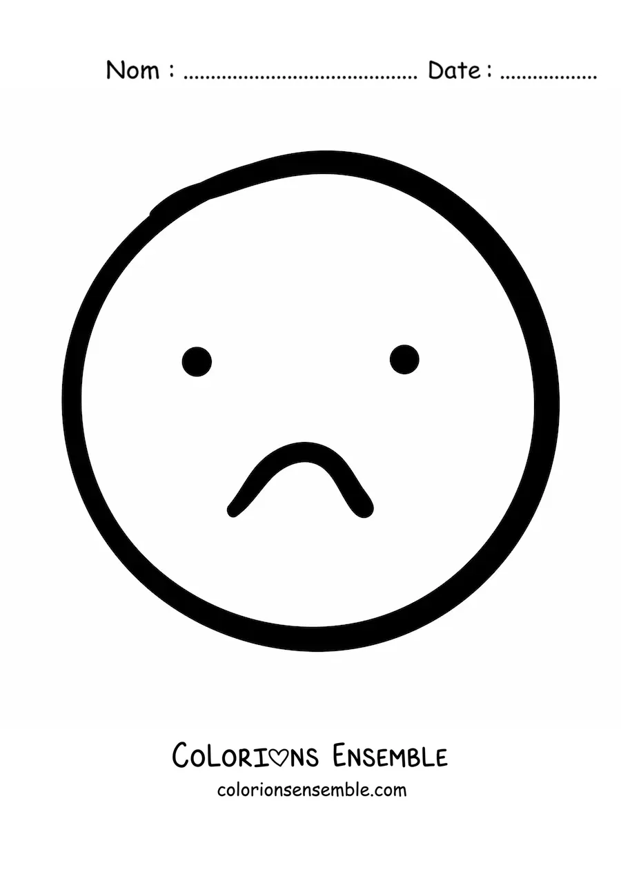 Image à colorier d'un emoji triste