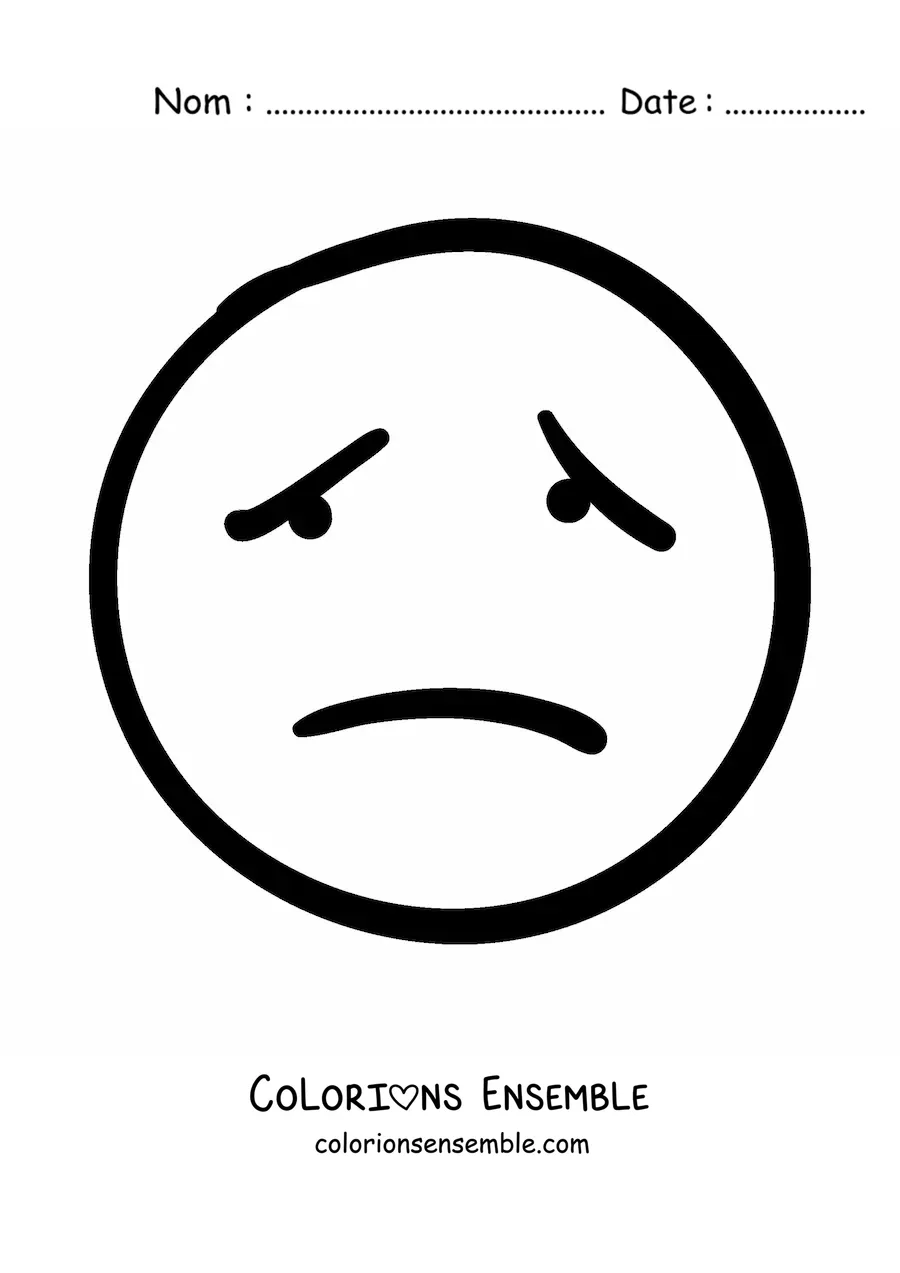 Image à colorier d'un grand emoji triste