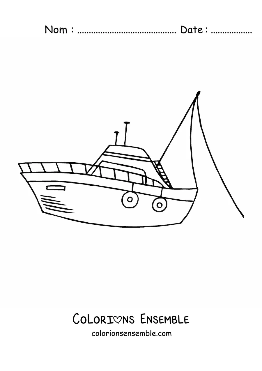 Image à colorier d'un bateau de pêche