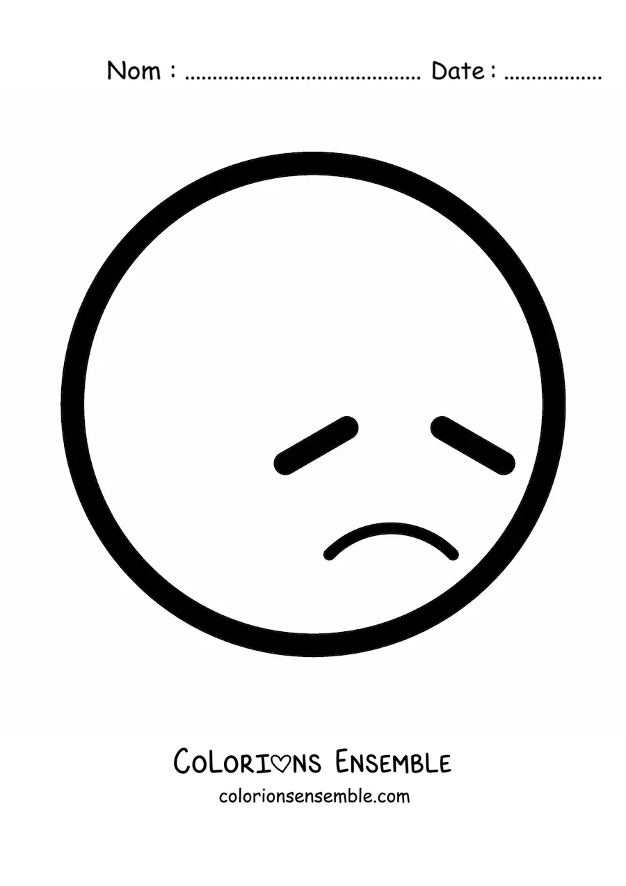 Image à colorier d'un emoji déprimé