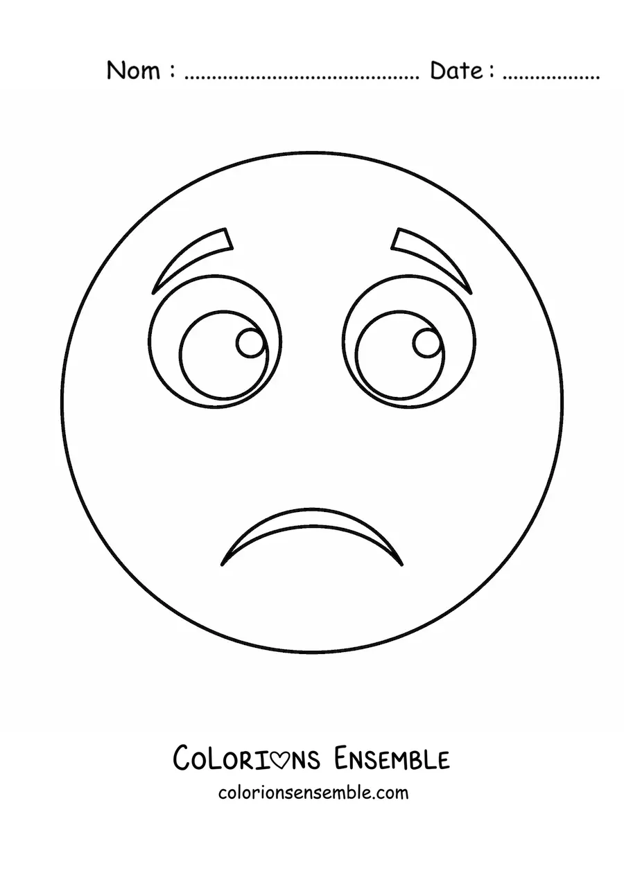 Image à colorier d'un dessin animé d'emoji triste