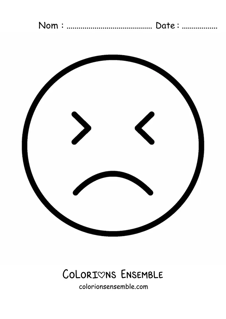 Image à colorier d'un emoji de visage triste