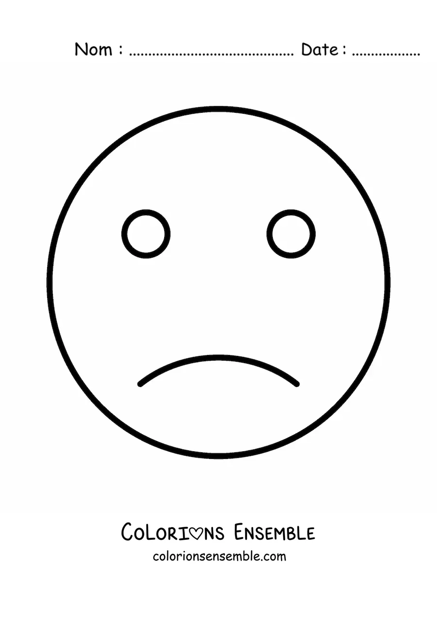 Image à colorier d'un visage triste, facile