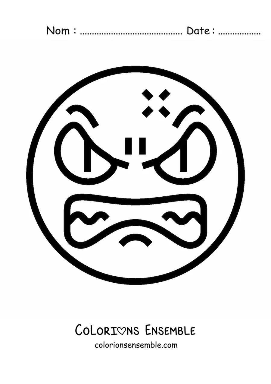 Image à colorier d'un grand emoji en colère