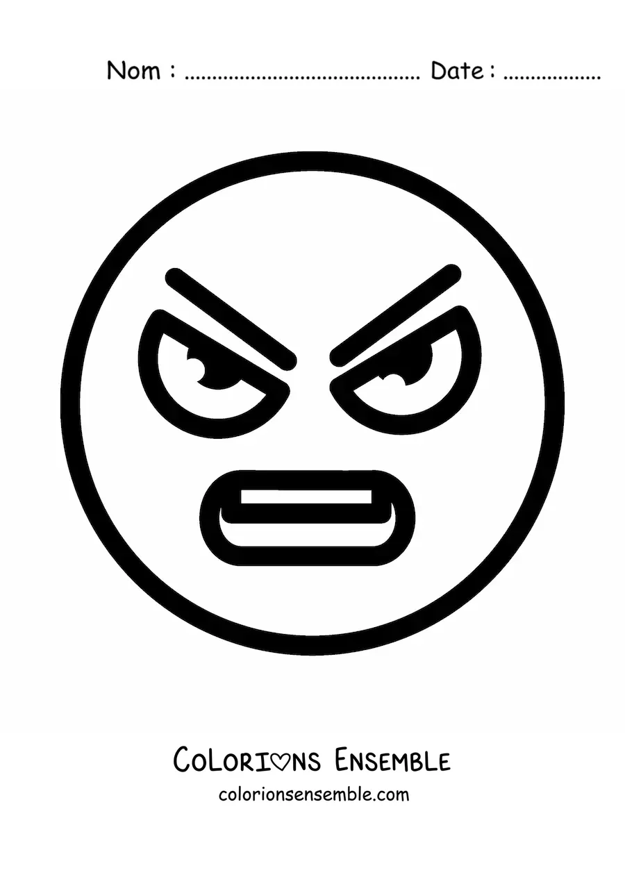 Image à colorier d'un grand visage en colère