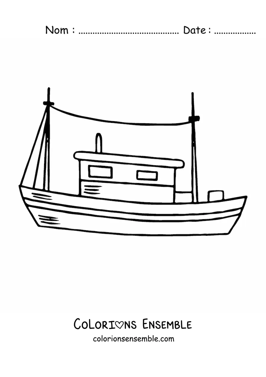 Image à colorier d'un bateau de pêche