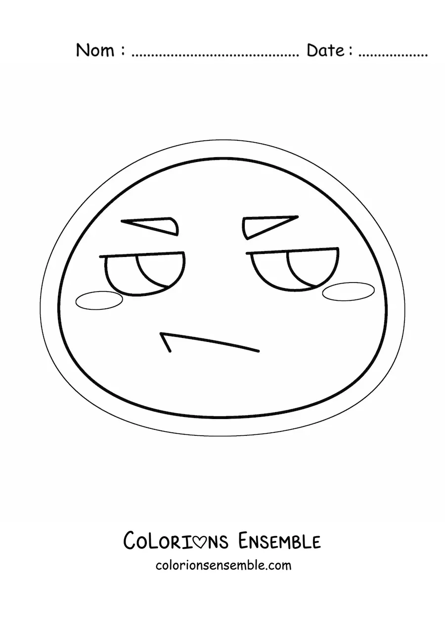 Image à colorier d'un emoji en colère kawaii animé