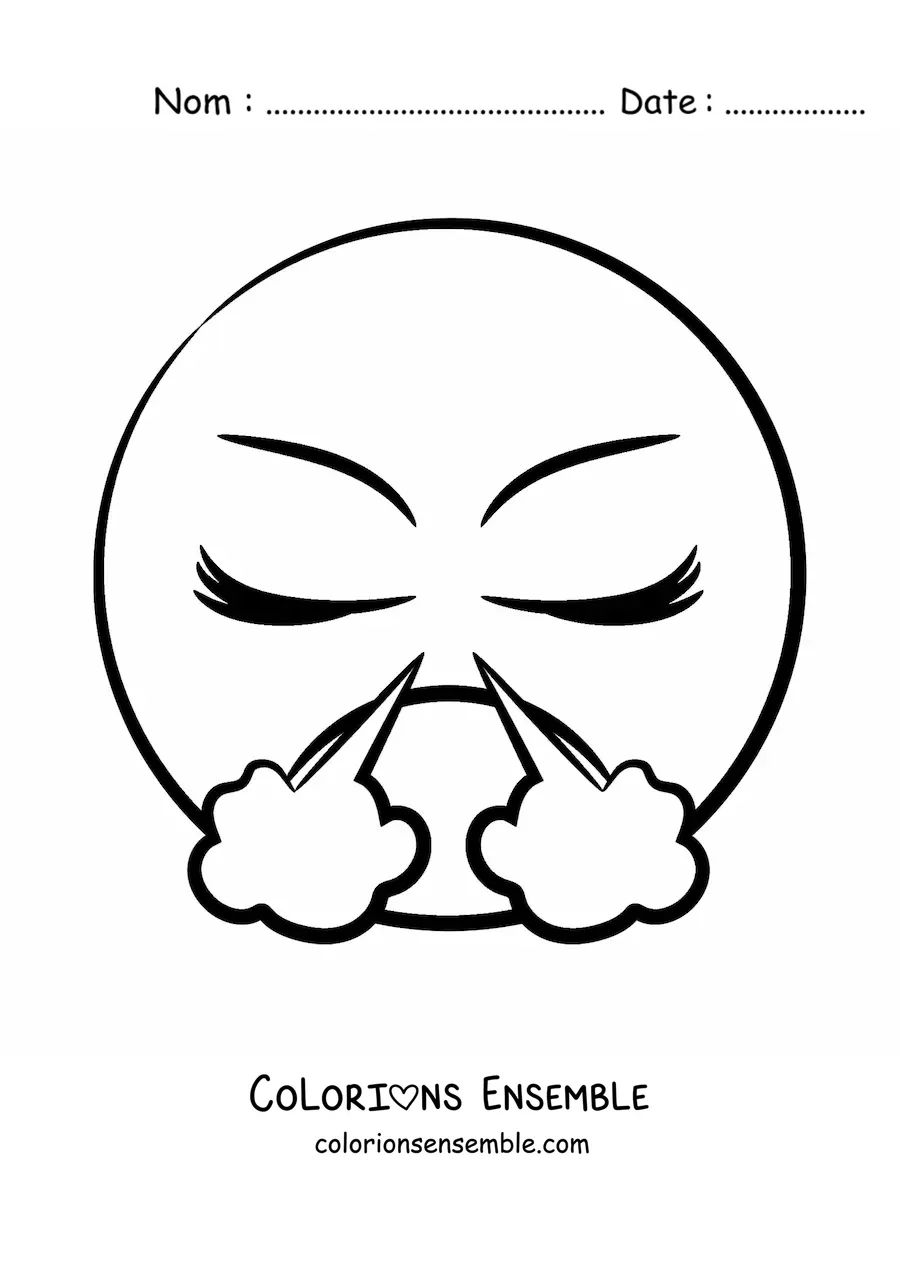 Image à colorier d'un emoji furieux