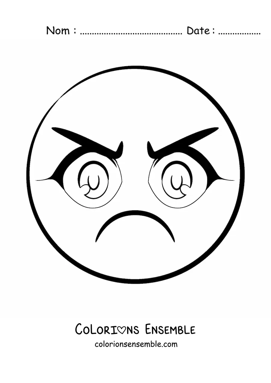 Image à colorier d'un emoji de femme en colère