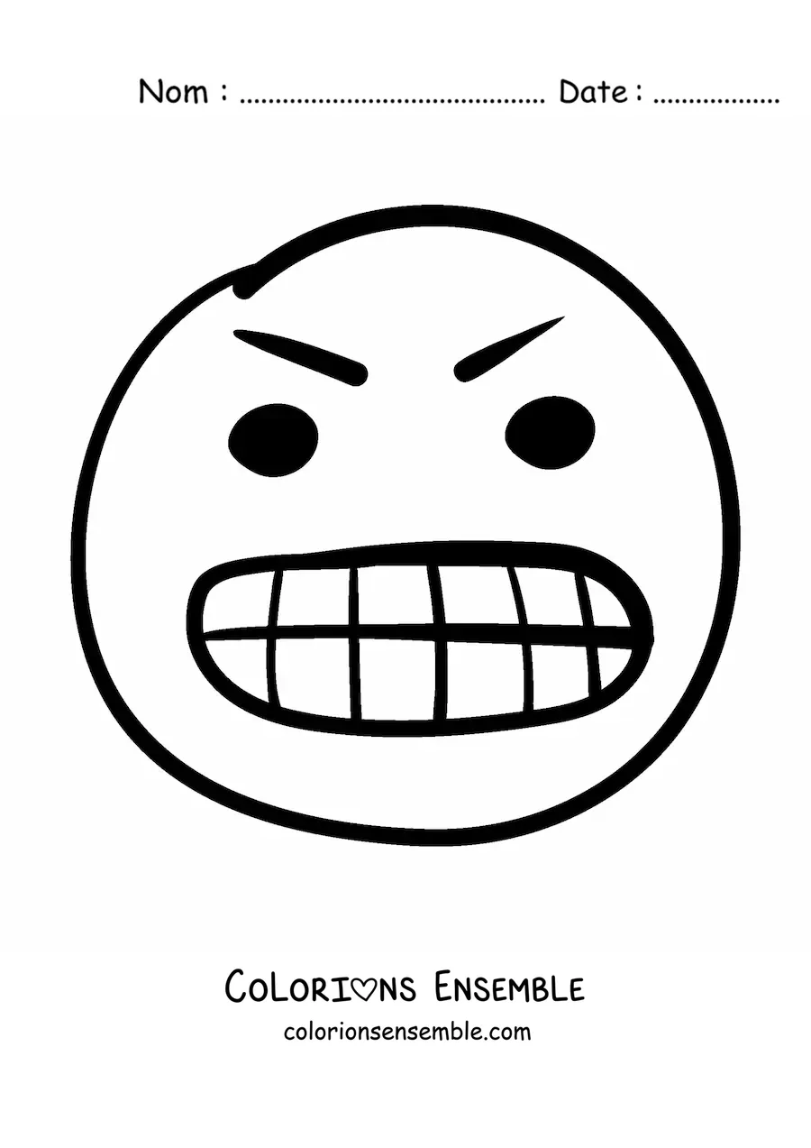 Image à colorier d'un visage furieux, facile
