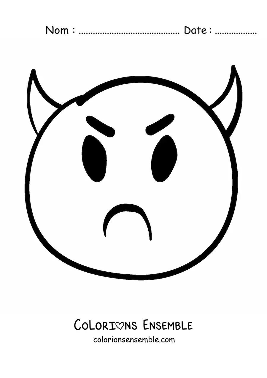 Image à colorier d'un emoji diable en colère