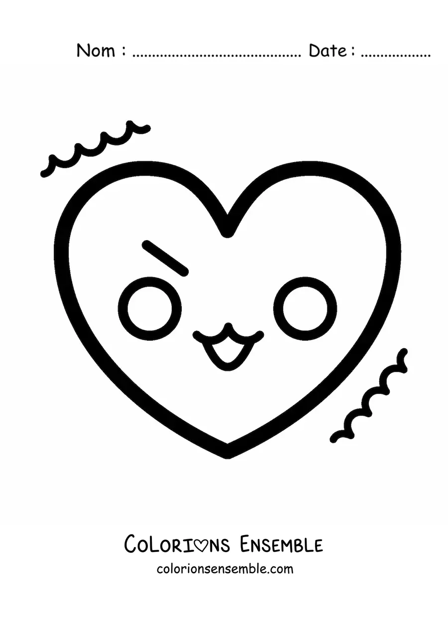 Image à colorier d'un emoji cœur en colère