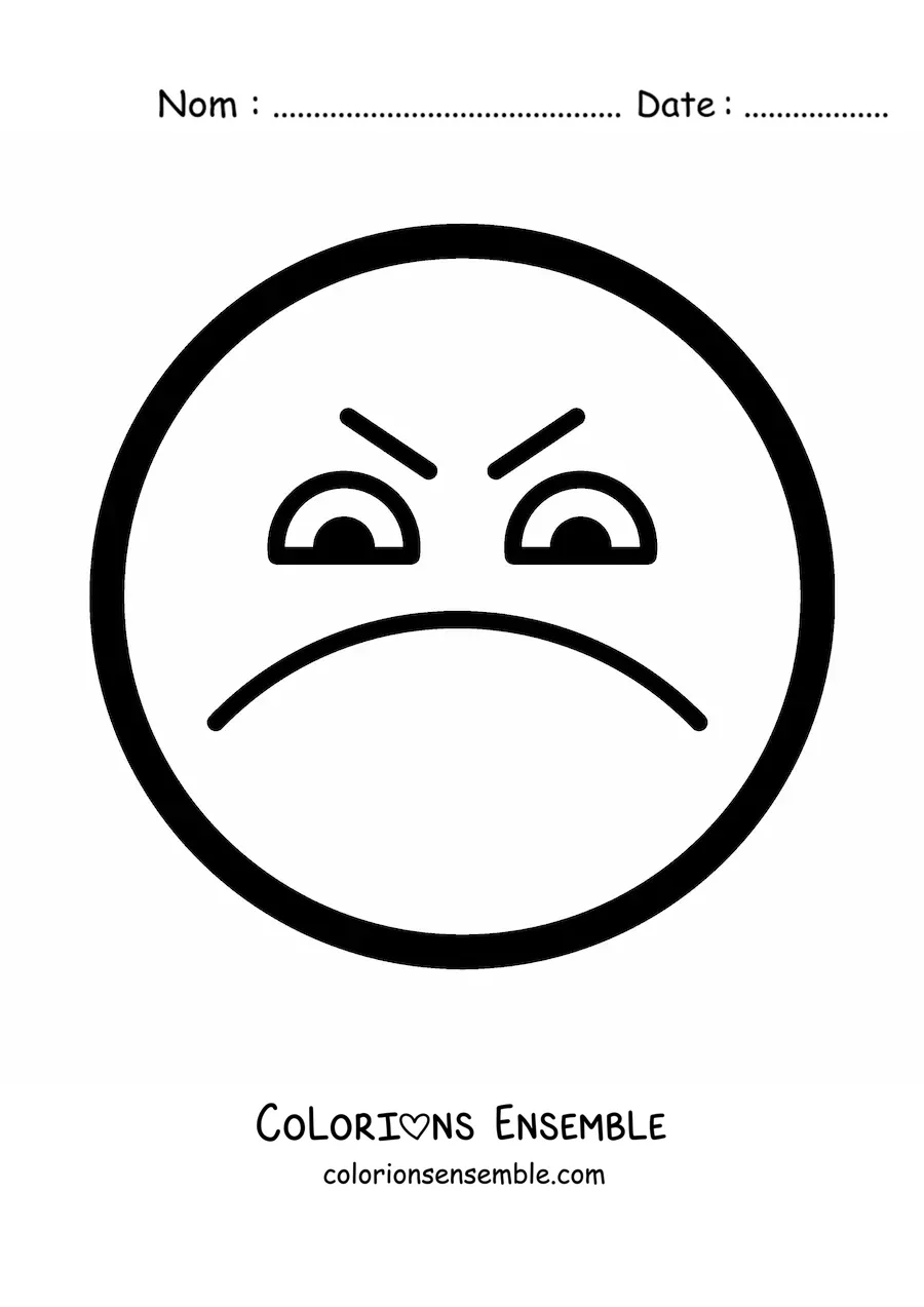 Image à colorier d'un visage en colère