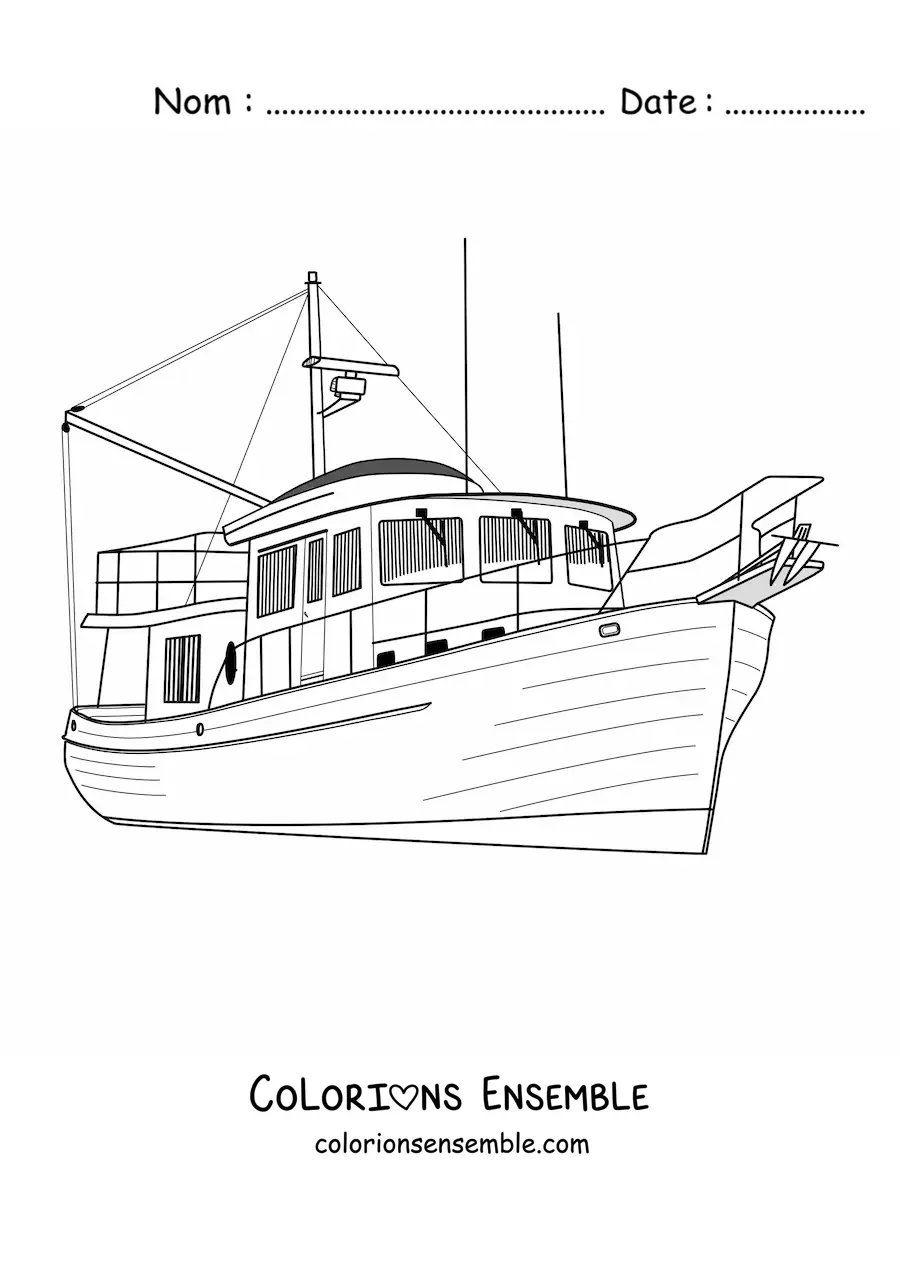 Image à colorier d'un bateau de pêche