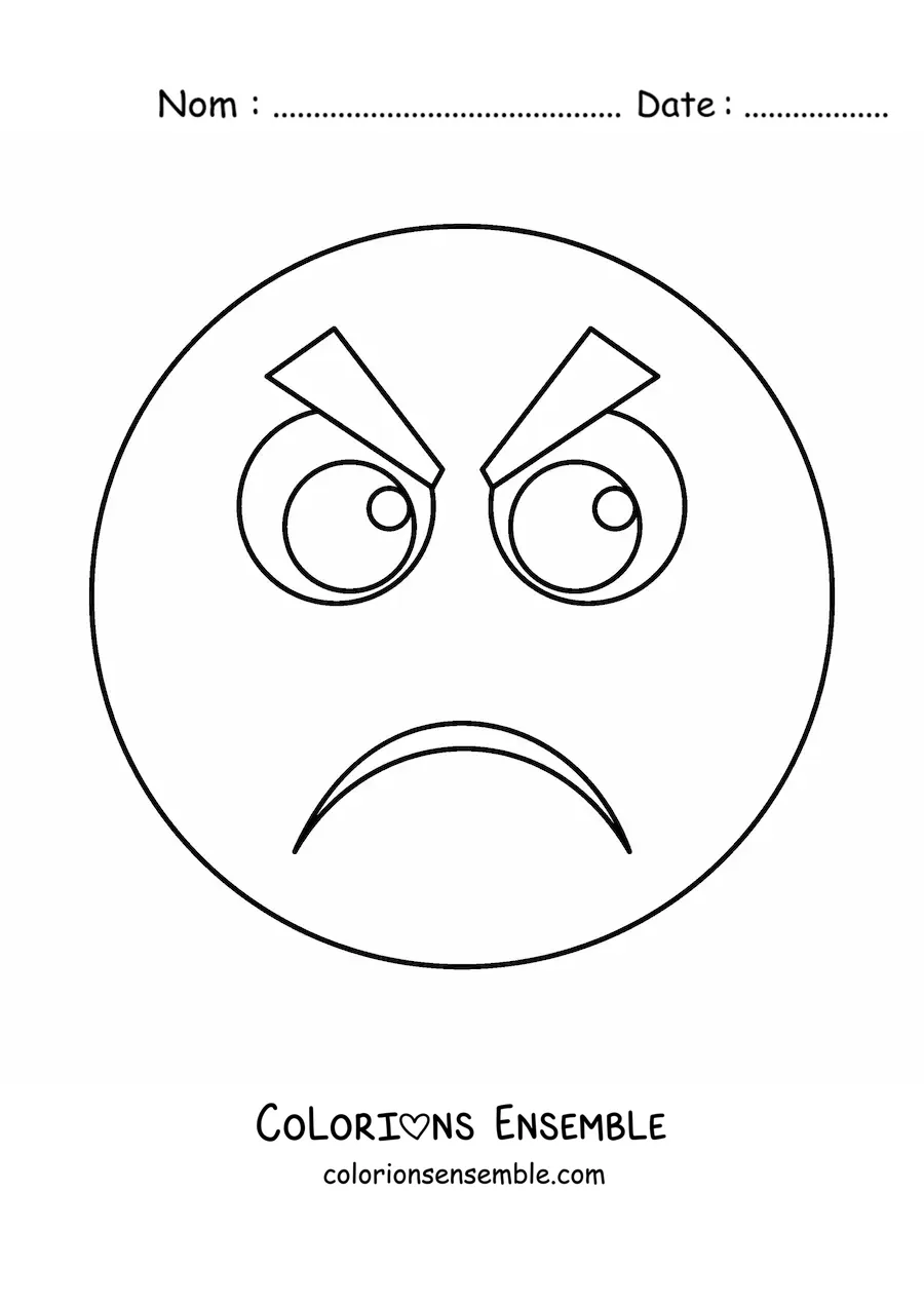Image à colorier d'un emoji de personne en colère