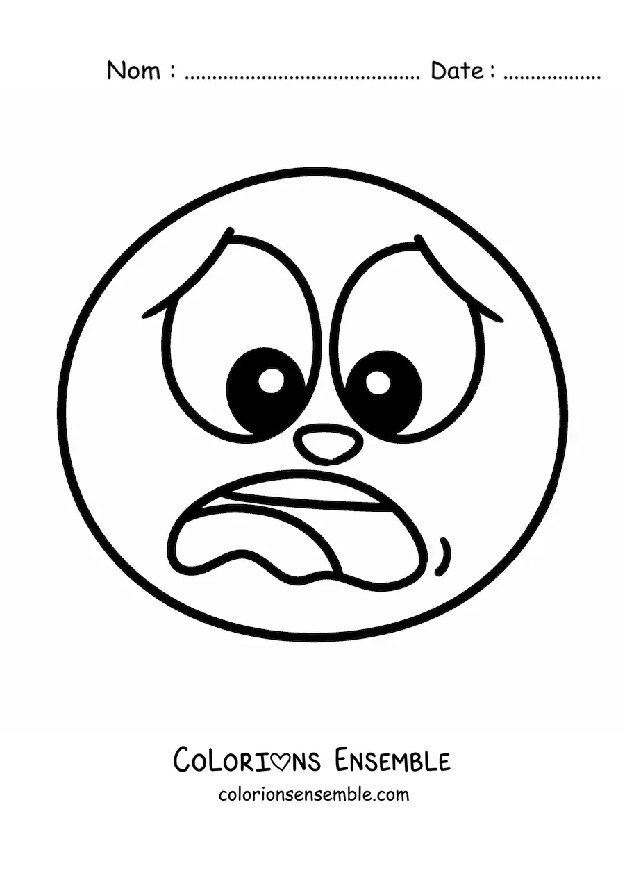 Image à colorier d'un emoji effrayé qui crie