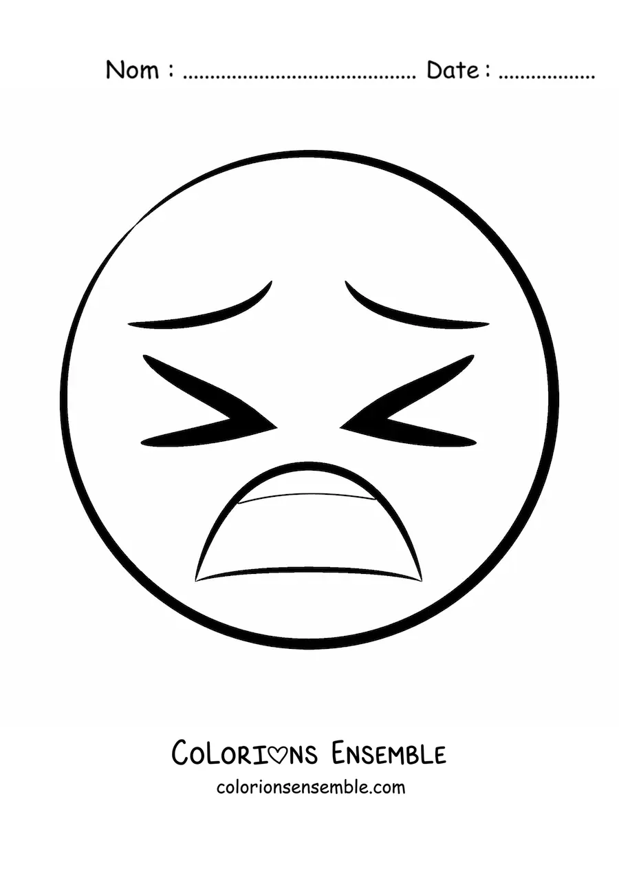 Image à colorier d'un emoji de peur