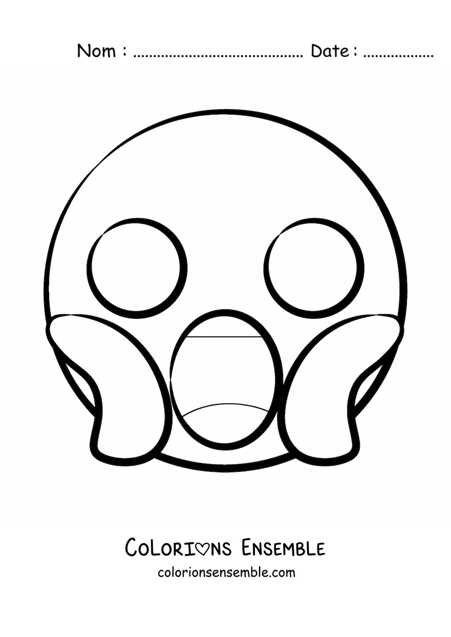 Image à colorier d'un visage qui crie de peur